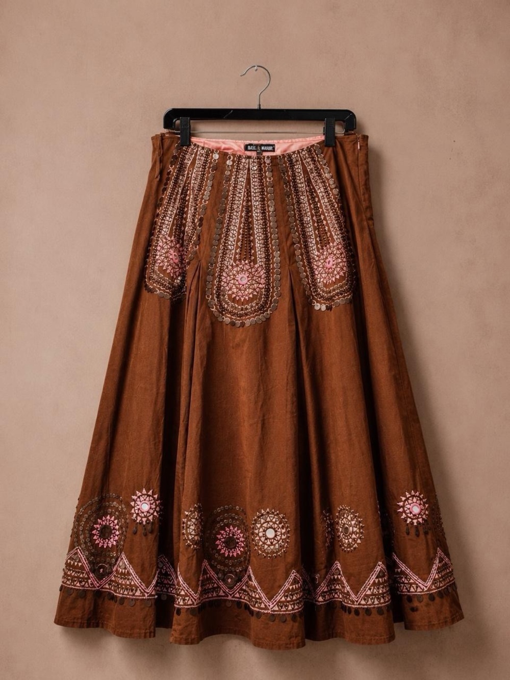 Brown embellished Basil & Maude maxi skirt 🤎✨